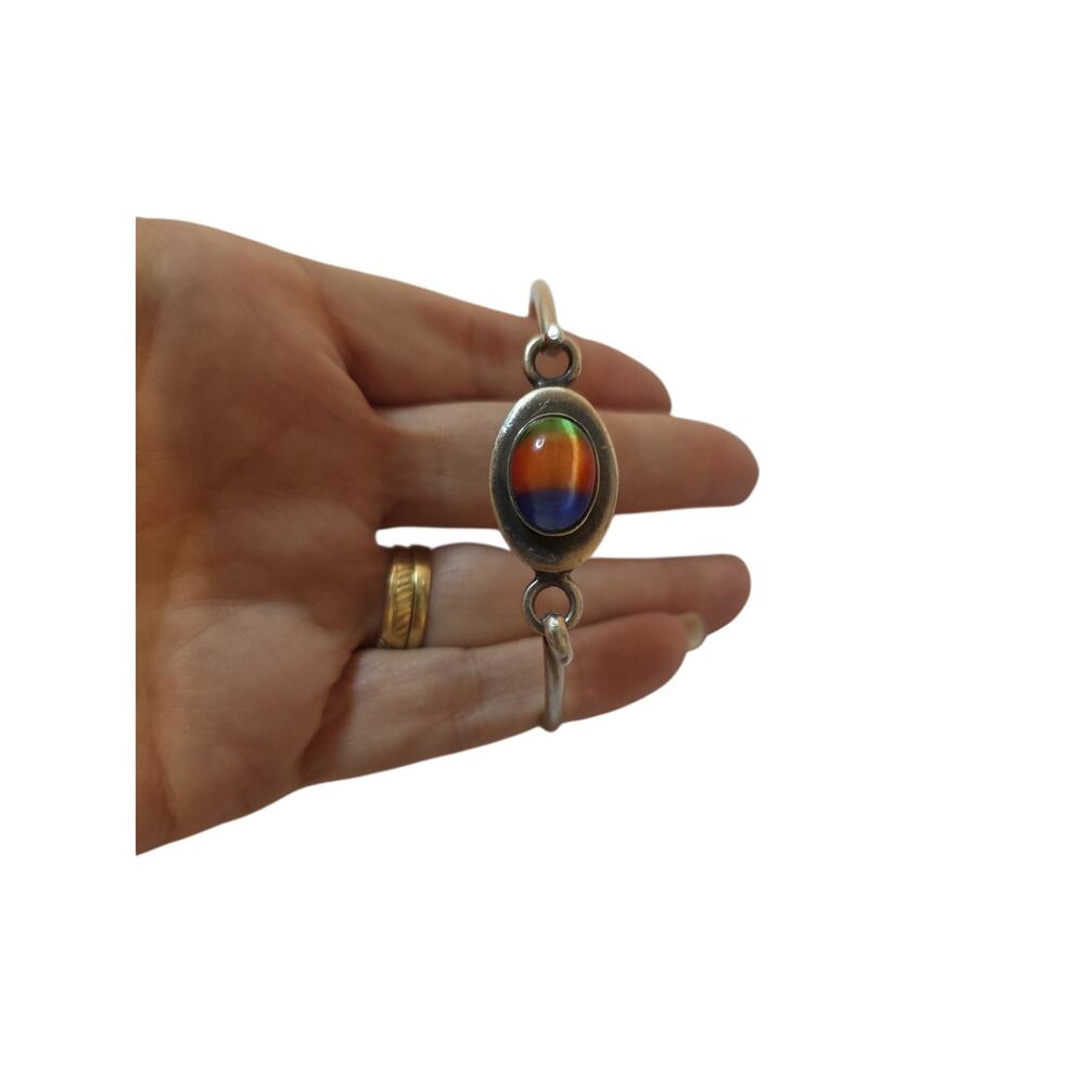 Vintage Rainbow Cats Eye Bracelet Silver Made In Mexico 925
